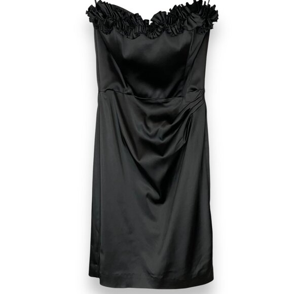 White House Black Market Black Strapless Dress Size 0 Ruffle Sweetheart Neckline - Picture 1 of 13